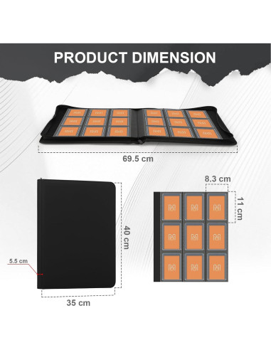 Carpeta Toploader MOSLA para 288 cartas, 9 bolsillos, 39x33cm