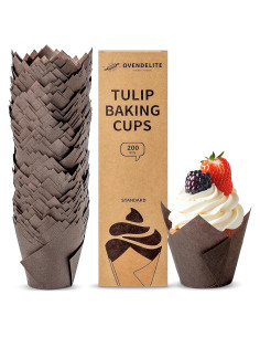 200 Forros de Tulipán de Café OvenDelite para Cupcakes