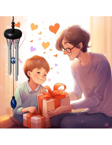 Carillón de Viento Mini QIPAN Negro 29.21 cm para Interior y Exterior