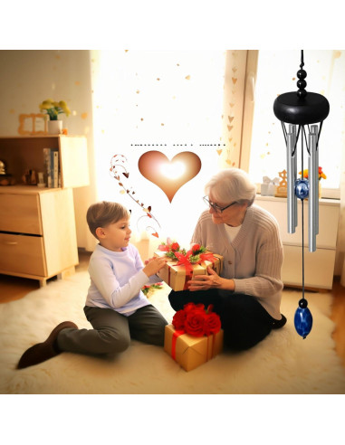 Carillón de Viento Mini QIPAN Negro 29.21 cm para Interior y Exterior