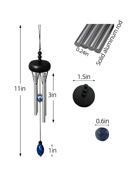 Carillón de Viento Mini QIPAN Negro 29.21 cm para Interior y Exterior