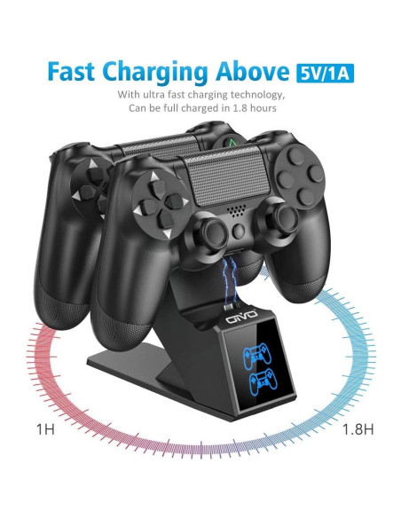 Cargador Estación Dual OIVO para Controladores PS4 - Carga Rápida