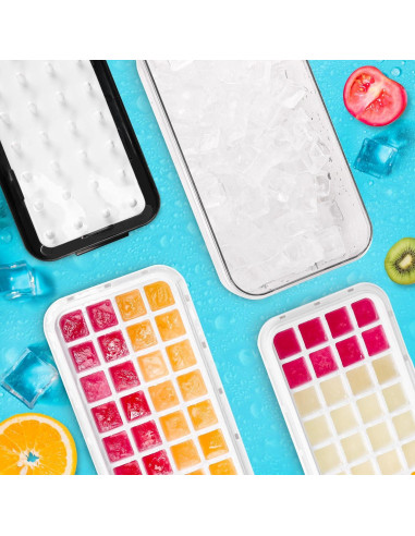 Bandejas de Hielo TECHSHARE con Tapa y Contenedor - 64 Cubos