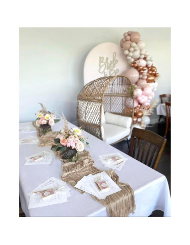 Corredor de Mesa de Gasa Beige 1 Pcs 120x35 cm FuSenYuan