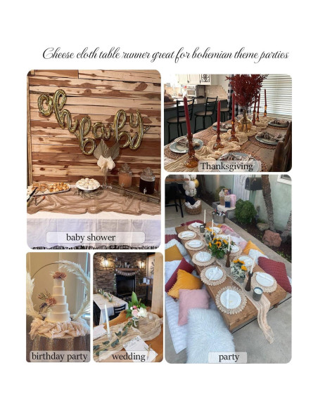 Corredor de Mesa de Gasa Beige 1 Pcs 120x35 cm FuSenYuan