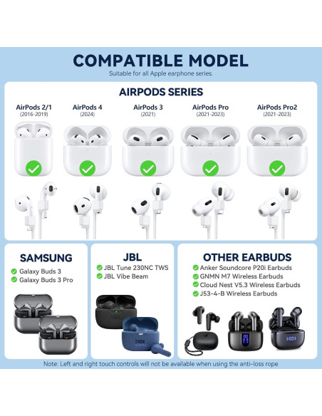 Correa Antipérdida Inesore para AirPods 4/Pro 2/1/3 - 4 Pack