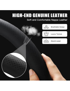 Funda de Volante de Cuero Genuino SthExtra 37-38.5 cm Antideslizante 2