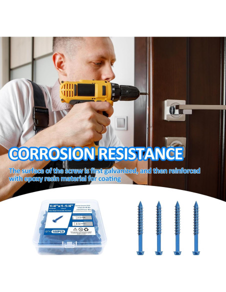 Kit de Tornillos de Concreto 100PCS NANAKLAUS 1/4"x3.2cm