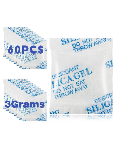 60 Paquetes de Gel de Silica Deshidratante ODDIER 3g