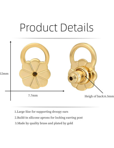 Resortes Bloqueables para Pendientes JIACHARMED 4pcs Oro