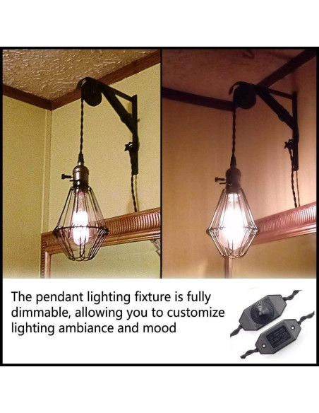 Lámpara colgante regulable ZHMA E26/E27 con cordón 4.5m