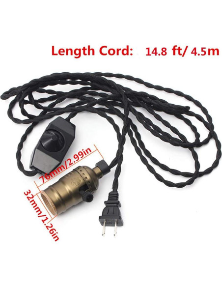 Lámpara colgante regulable ZHMA E26/E27 con cordón 4.5m