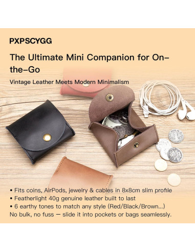 Monedero de Cuero Rústico Hecho a Mano - Compacto y Ligero