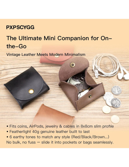 Monedero de Cuero Rústico Hecho a Mano - Compacto y Ligero