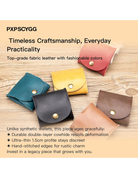 Monedero de Cuero Rústico Hecho a Mano - Compacto y Ligero