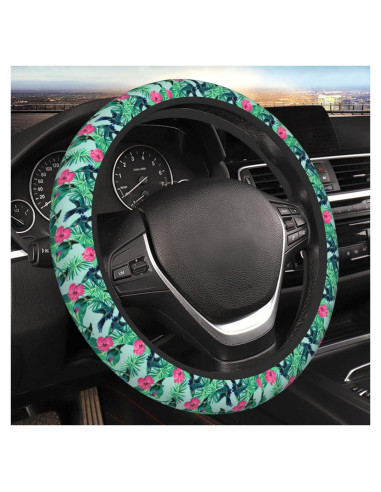 Cubierta de Volante Neopreno WENYINDIAN 15" Flores Hawaianas