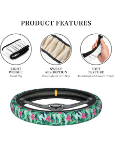 Cubierta de Volante Neopreno WENYINDIAN 15" Flores Hawaianas 2