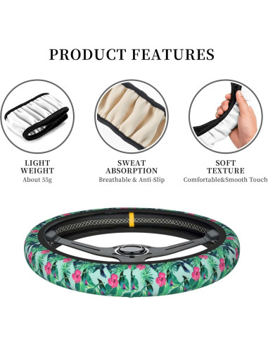 Cubierta de Volante Neopreno WENYINDIAN 15" Flores Hawaianas