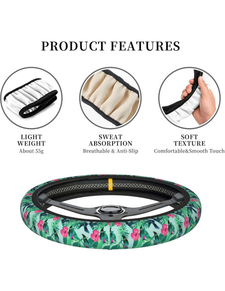 Cubierta de Volante Neopreno WENYINDIAN 15" Flores Hawaianas