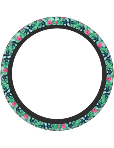 Cubierta de Volante Neopreno WENYINDIAN 15" Flores Hawaianas