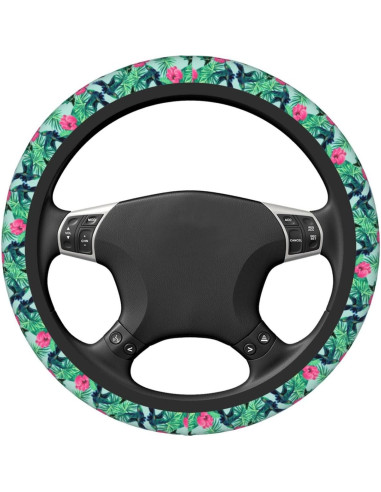 Cubierta de Volante Neopreno WENYINDIAN 15" Flores Hawaianas