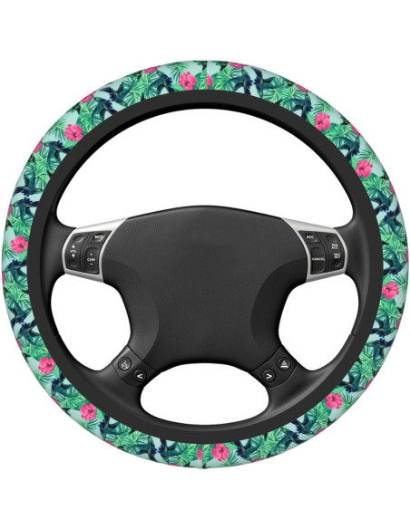 Cubierta de Volante Neopreno WENYINDIAN 15" Flores Hawaianas