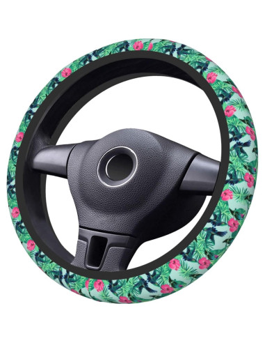 Cubierta de Volante Neopreno WENYINDIAN 15" Flores Hawaianas
