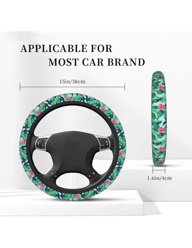 Cubierta de Volante Neopreno WENYINDIAN 15" Flores Hawaianas