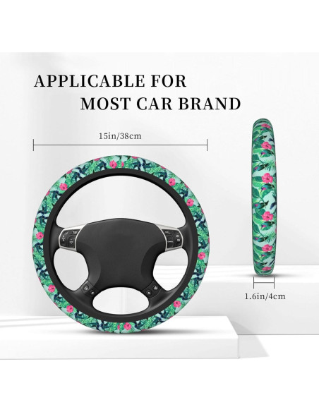 Cubierta de Volante Neopreno WENYINDIAN 15" Flores Hawaianas