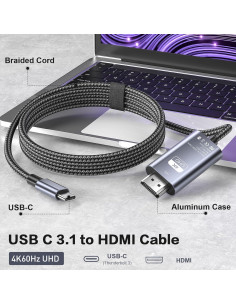 Cable USB C a HDMI 1m 4K 60Hz APCUWCQ para MacBook y Android 2