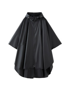 Capa Impermeable Poncho Unisex Adulto con Capucha - Negro
