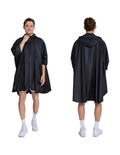 Capa Impermeable Poncho Unisex Adulto con Capucha - Negro 2