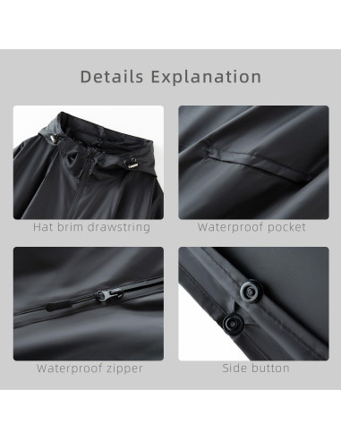Capa Impermeable Poncho Unisex Adulto con Capucha - Negro