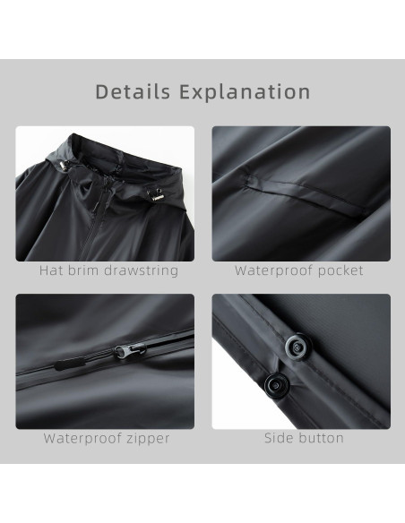 Capa Impermeable Poncho Unisex Adulto con Capucha - Negro