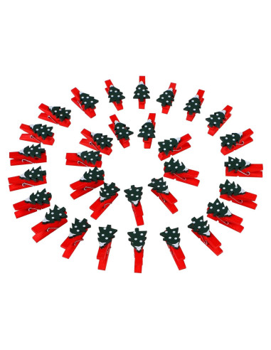 Clips de Navidad Souarts 50 Piezas Copo de Nieve Madera