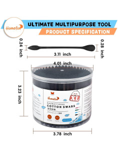Hisopos de Algodón Orgánico HOMEFOX 250 Unidades Negro XL 2