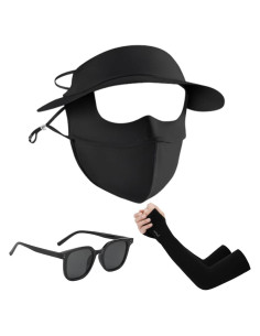 Conjunto de Protección Solar para Mujeres - Máscara, Mangas y Gafas
