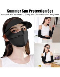 Conjunto de Protección Solar para Mujeres - Máscara, Mangas y Gafas 2