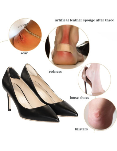 Almohadillas de Talón Yowjosh - 2 Pares, Negro, Alivio Dolor