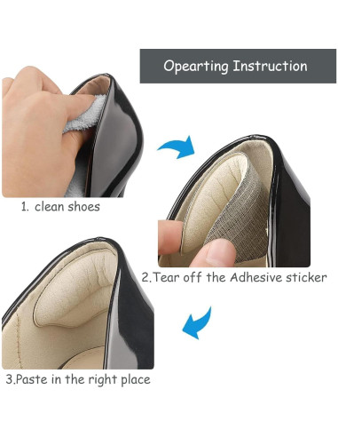 Almohadillas de Talón Yowjosh - 2 Pares, Negro, Alivio Dolor