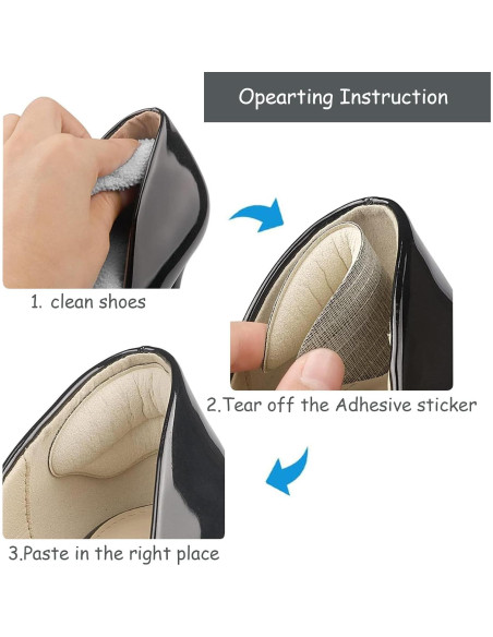 Almohadillas de Talón Yowjosh - 2 Pares, Negro, Alivio Dolor