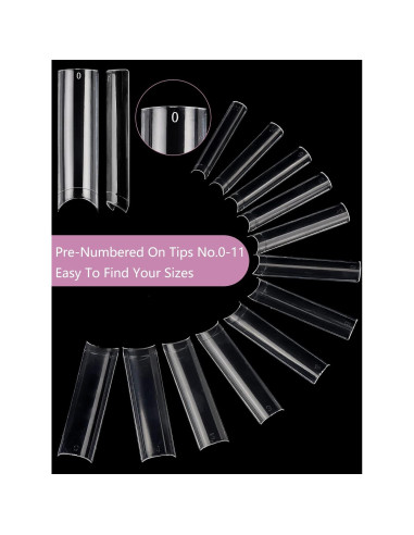 480 Puntas de Uñas Acrílicas XL C Curve Deciniee - 12 Tamaños