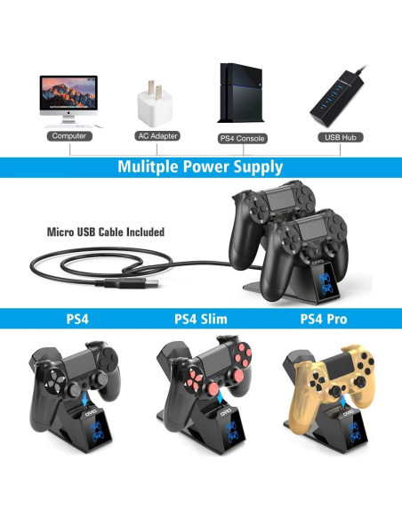 Cargador Estación Dual OIVO para Controladores PS4 - Carga Rápida