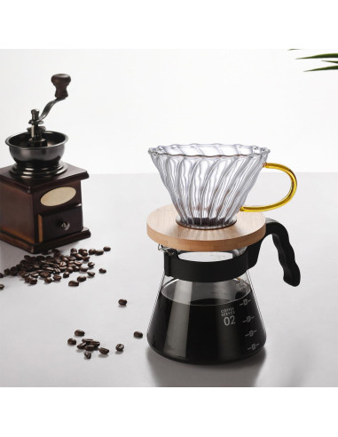Goteador de Café de Vidrio Gute - 1 a 4 Tazas, Mango Ergonómico