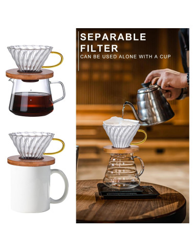 Goteador de Café de Vidrio Gute - 1 a 4 Tazas, Mango Ergonómico