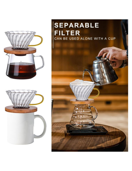 Goteador de Café de Vidrio Gute - 1 a 4 Tazas, Mango Ergonómico