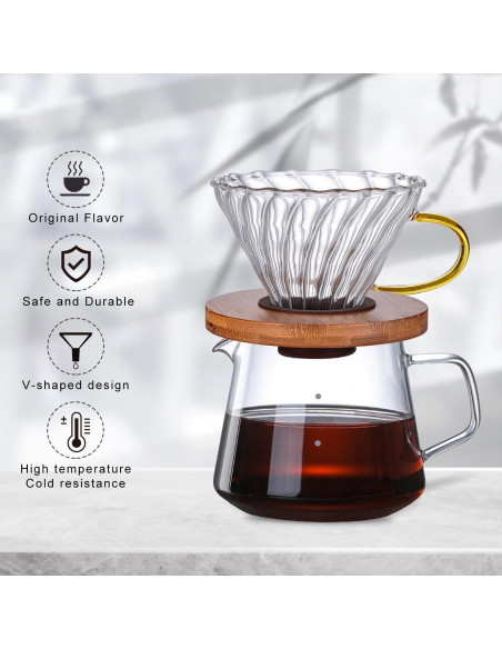 Goteador de Café de Vidrio Gute - 1 a 4 Tazas, Mango Ergonómico