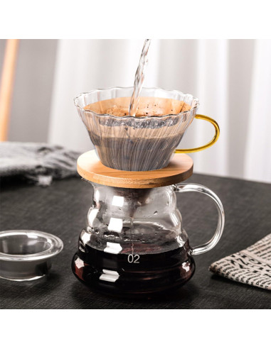 Goteador de Café de Vidrio Gute - 1 a 4 Tazas, Mango Ergonómico
