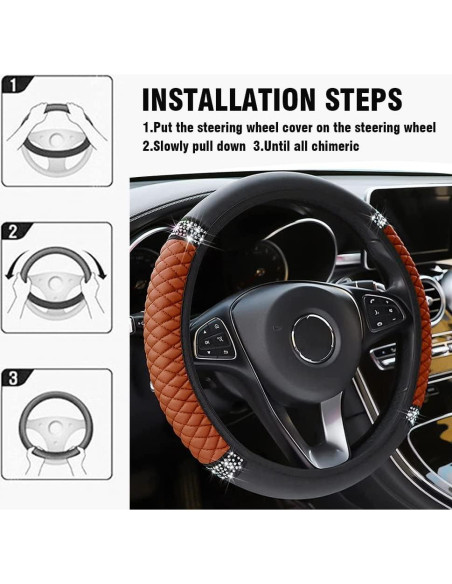 Cubierta de Volante de Cuero SUJADE 15 Pulgadas Antideslizante