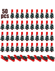 Clips de Navidad Souarts 50 Piezas Copo de Nieve Madera 2